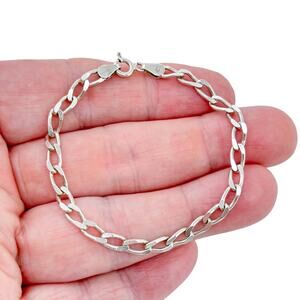 Estate Italy Sterling Silver 925 Italian Curb Chain Bracelet 6.75"